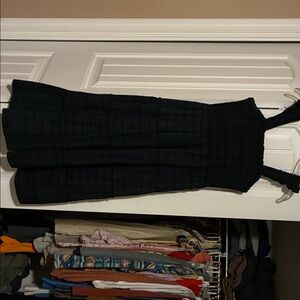 Chic Black Plaid Midi Dress